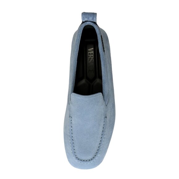 Versace Men\'s Blue Logo Suede Leather Driver Moccasins Loafers Shoes US 8 IT 41 main image 7